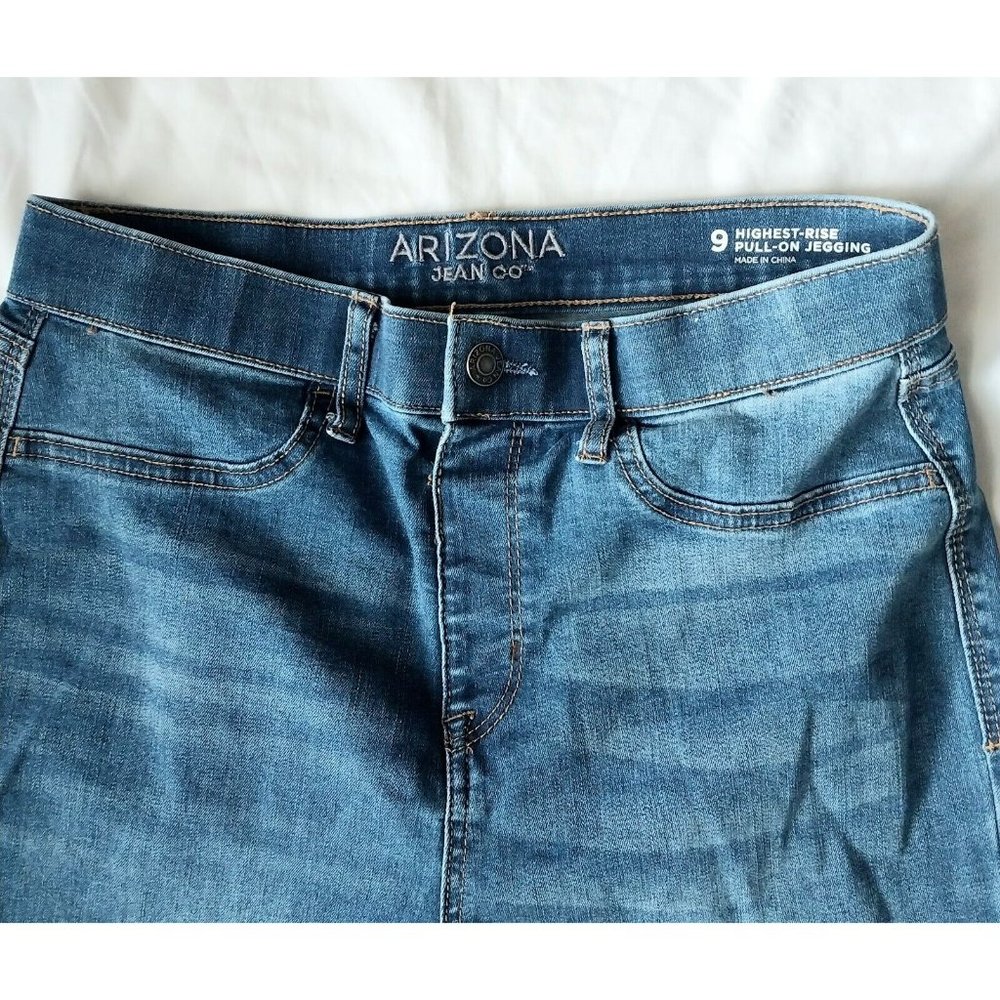 Arizona Juniors Jeggings Blue Distressed High Rise Denim 9 28X28 - Picture 5 of 5